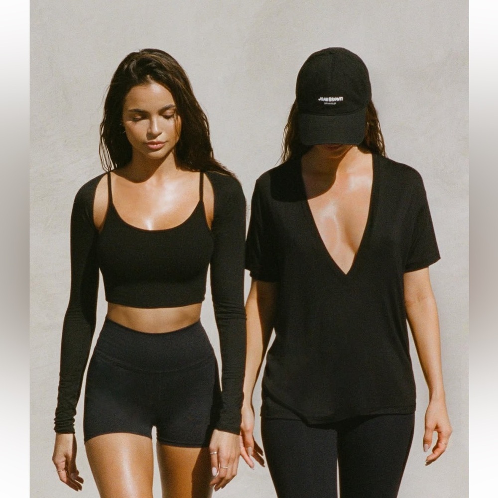 Joah Brown Low Back Crop Cami in Black Size XS/S